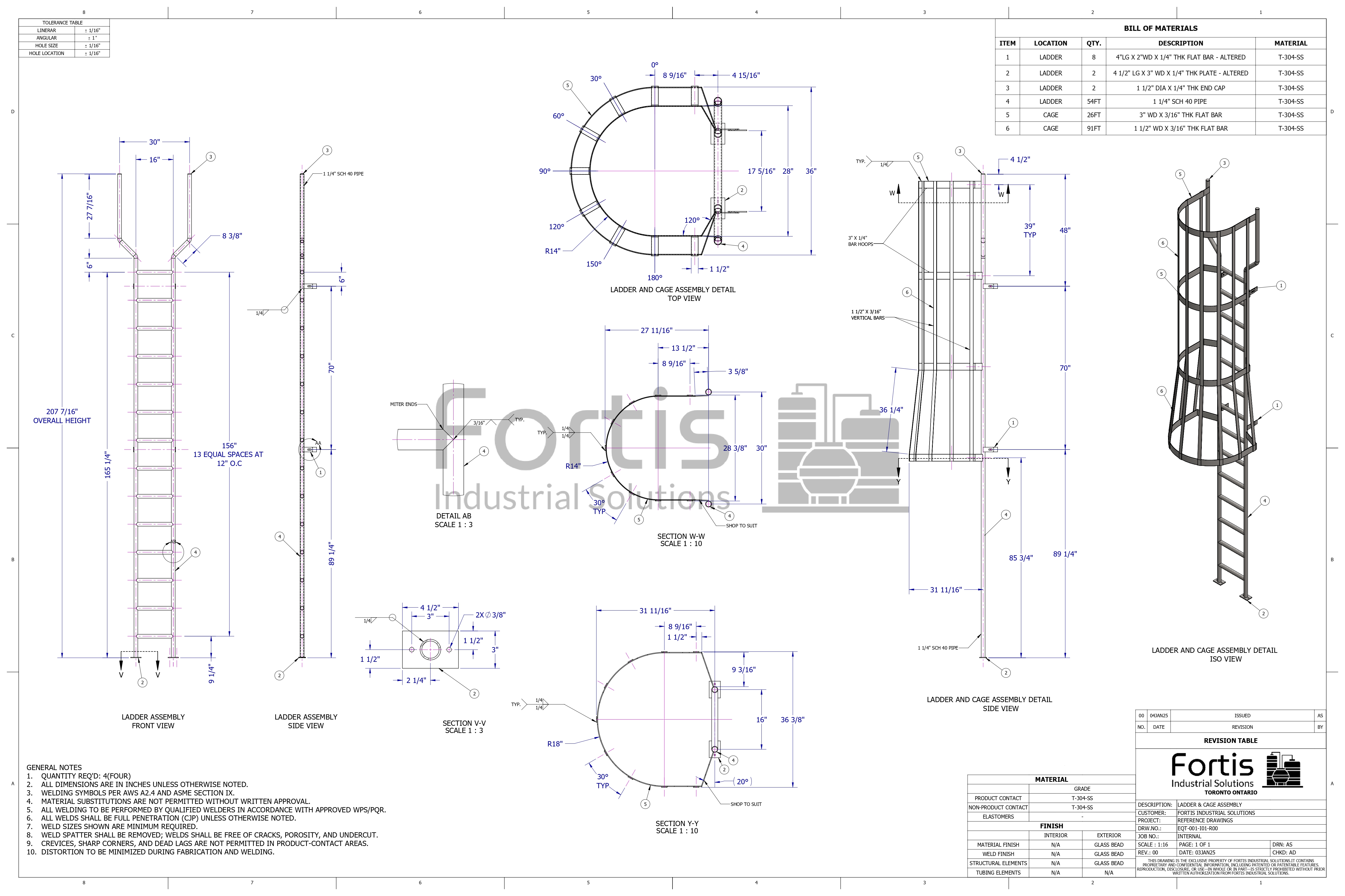 Ladder and Cage Assembly Drawing