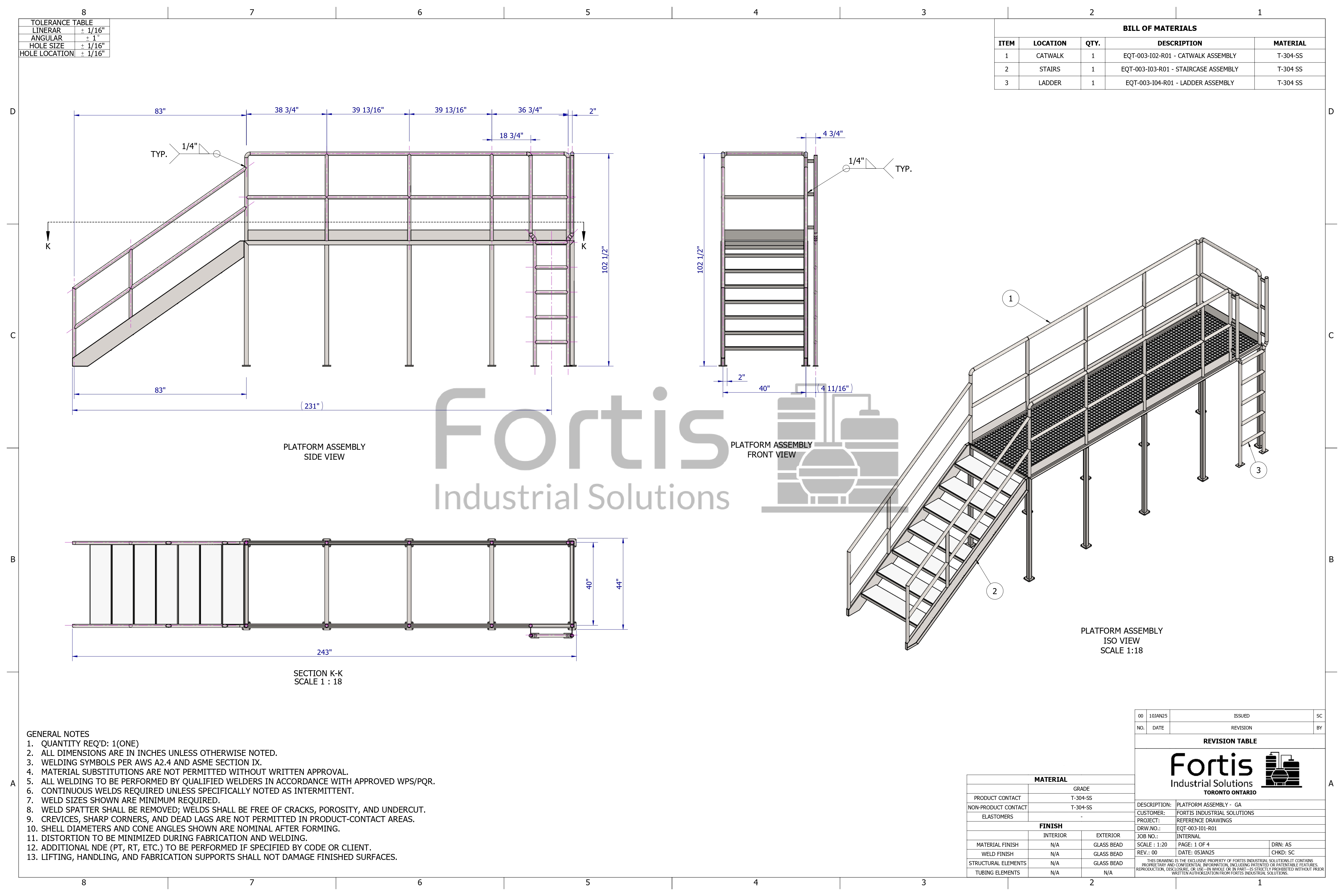 Platform and Staircase Assembly Drawing