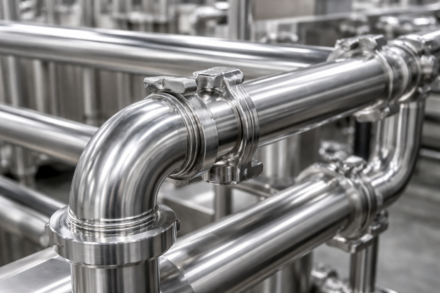 Stainless steel surface finishing on industrial equipment